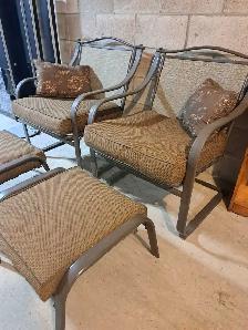 2 Patio Chairs with Cushions and  Footstools - Photo 2
