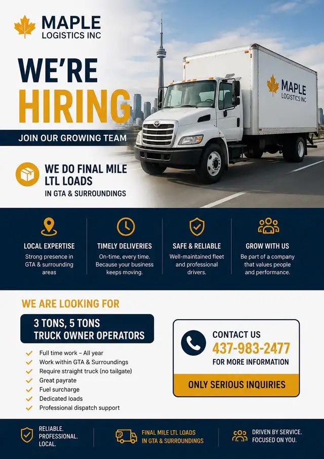 Hiring owner Op Straight truck (3tons, 5 tons with tailgate