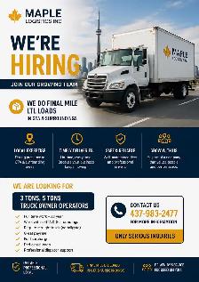 Hiring owner Op Straight truck (3tons, 5 tons with tailgate