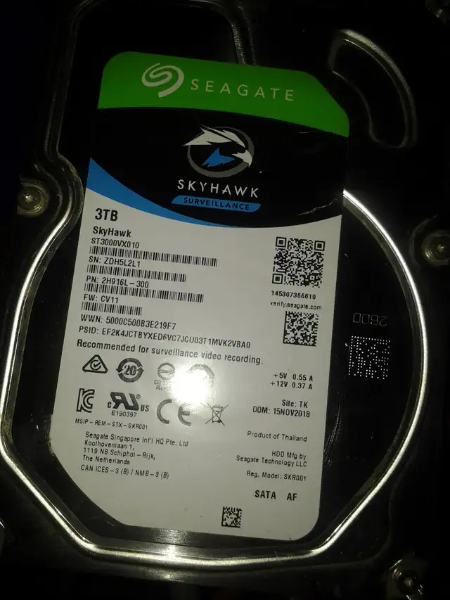 3tb skyhawk nas surviellance rated 1000 HDD 9000  pcie cards 500