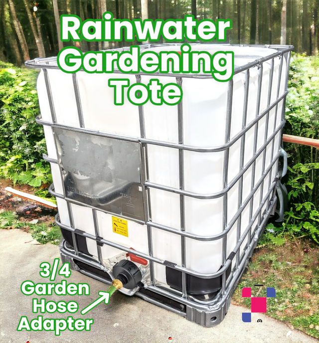 1000L Rainwater Gardening Tote with Garden Hose Adapter