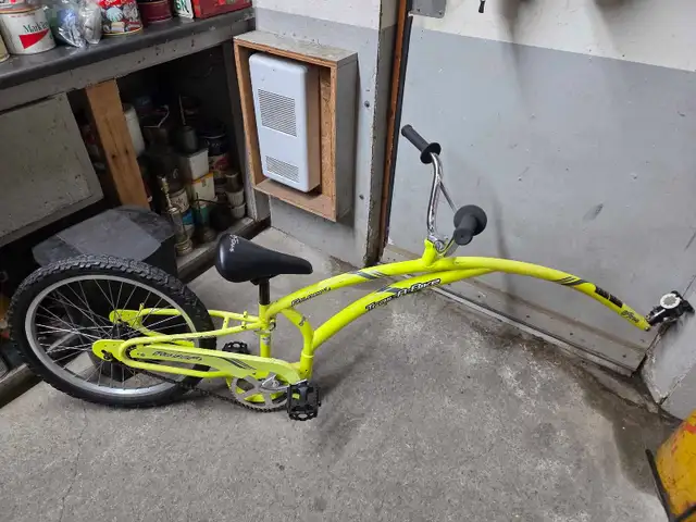 Trail a bike girafe demi-velo jaune fluô 1 vitesse roue 20po