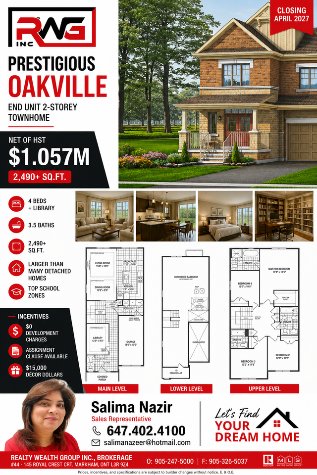 PRECON CORNER TOWN HOUSE 2500 SQFT CLOSING 2027/
