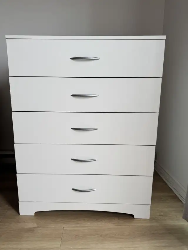 COMMODE BLANCHE 5 TIROIRS