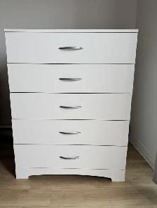 COMMODE BLANCHE 5 TIROIRS