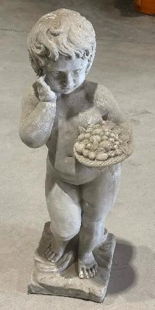 Vintage Concrete Cherub Garden (Holding Grapes)