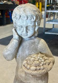 Vintage Concrete Cherub Garden (Holding Grapes) - Photo 2