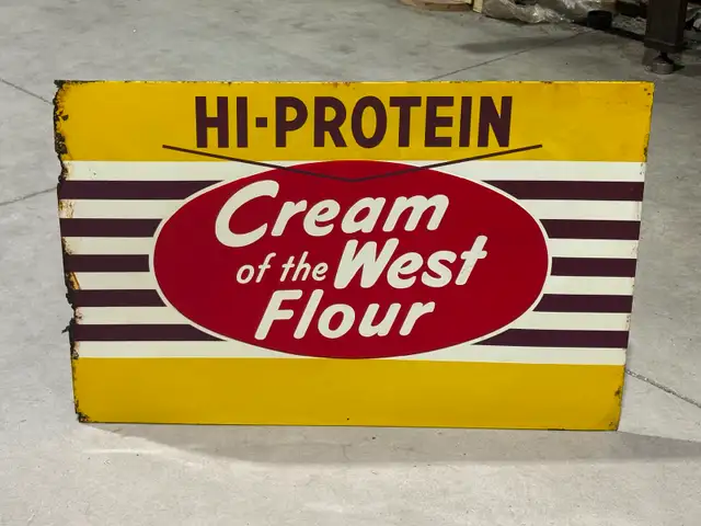 Metal Advertising Sign ("Hi-Protein Farine Cream of The West)