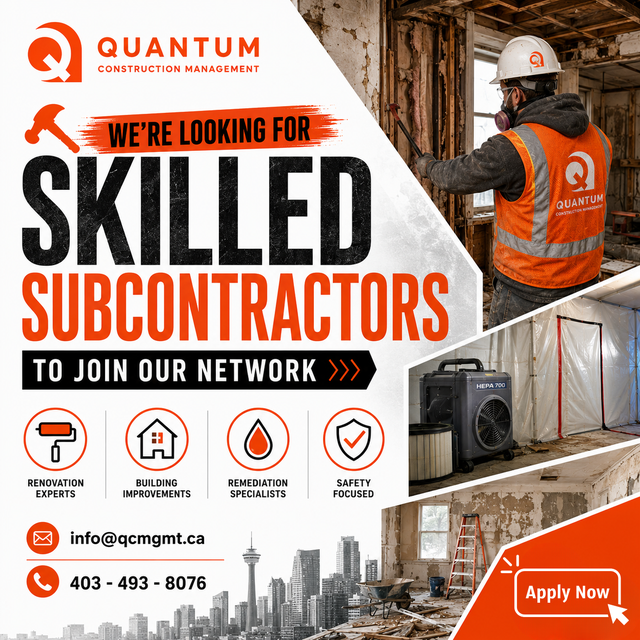 Subcontractors & Skilled Trades Wanted — All Disciplines Welcome