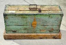 Vintage Unique Wooden Toolbox/Storage Chest- Metal Reinforcement