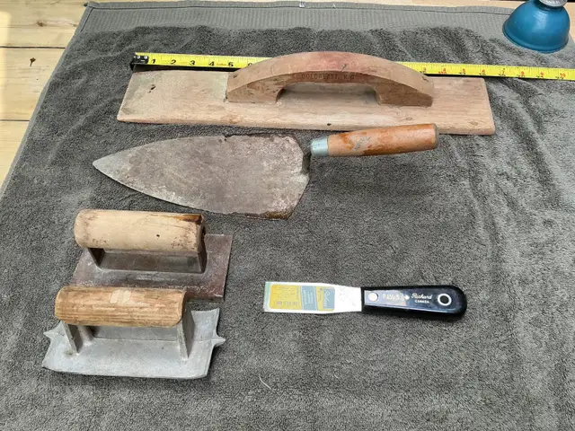 Masonry Tools Lot Goldblatt Richard Trowels Floats Putty Knife !