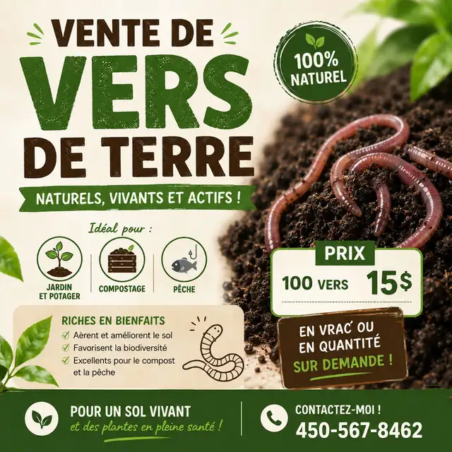 vers de terre pour la pêche ou autre