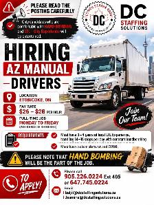Hiring AZ Manual Driver (Hand bombing required)