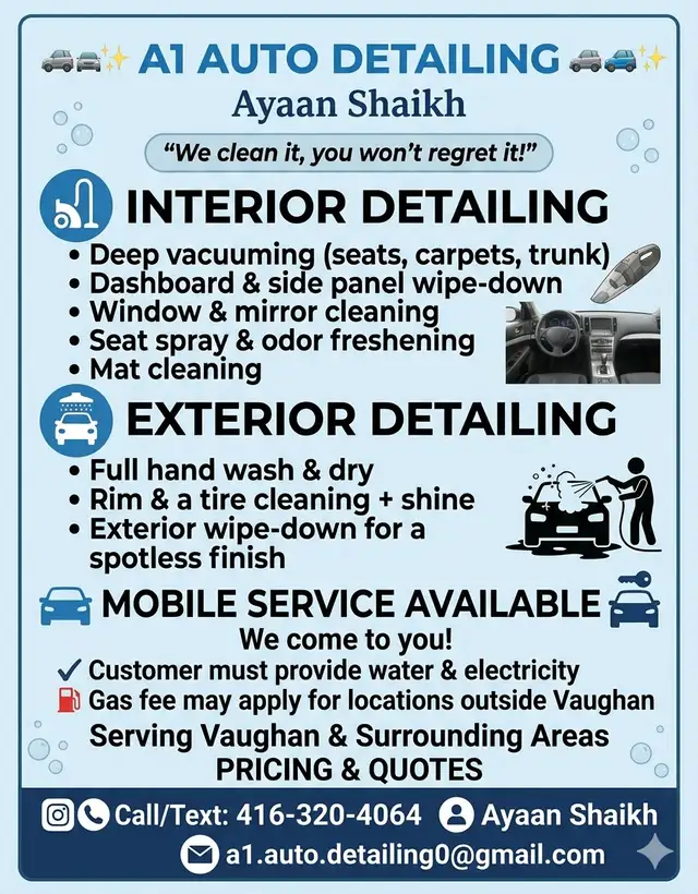 A1 Auto Detailing | Mobile Interior & Exterior Detail