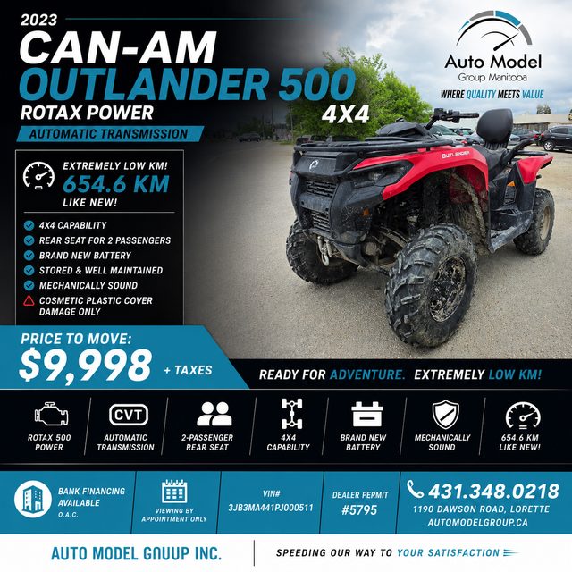 2023 Can-Am OUTLANDER 500 ROTAX 4X4/2 PASSENGER/