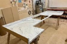 Shiny White Kitchen Countertop With Greyish Veins - Photo 3