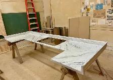 Shiny White Kitchen Countertop With Greyish Veins - Photo 4