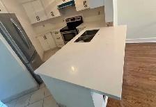 Plain White Countertop With Kitchen Island