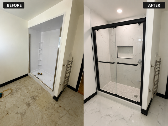 BATHROOM SHOWER-SHOWER BASE-SHOWER HEAD-UPGRADE-INSTALL