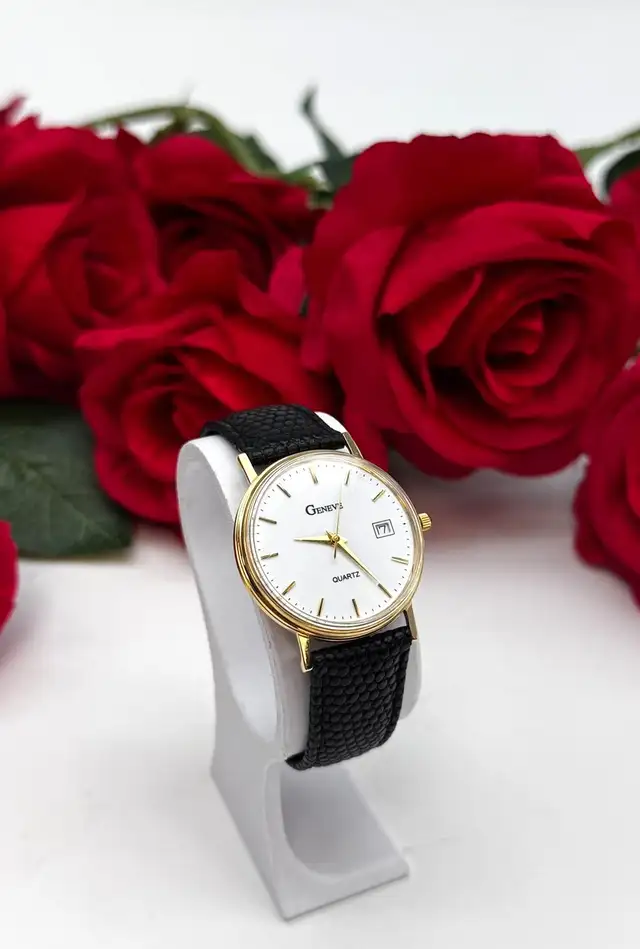 Geneve 14K Yellow Gold Date Dial 26.20g Quartz Watch $2999