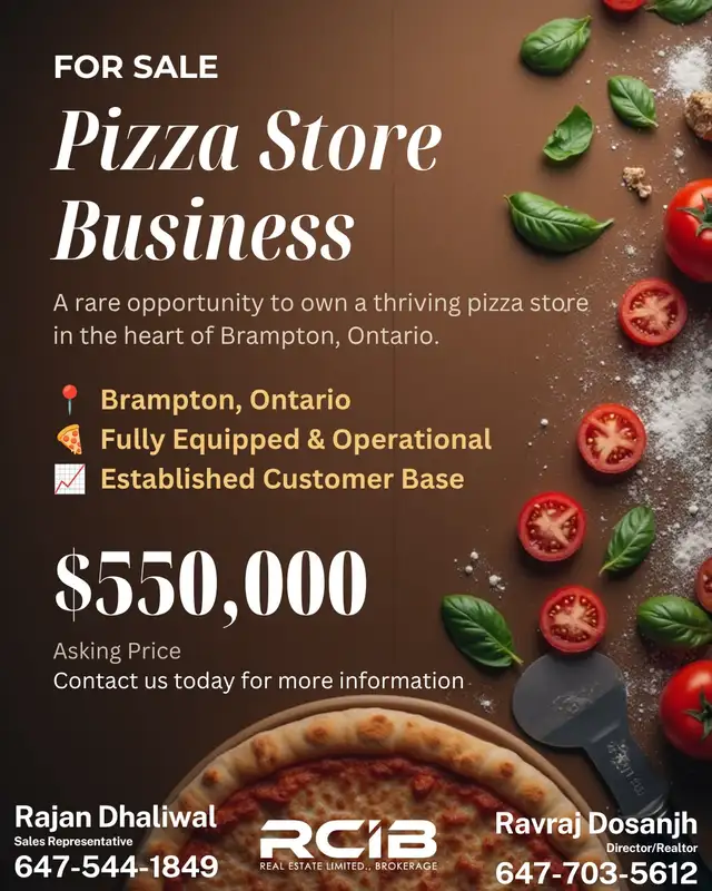 PIZZA STORE FOR SALE IN BRAMPTON ! BUSY LOCATION !