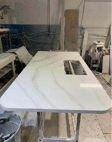 White Quartz Countertop With Golden Tap - Photo 6