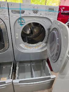 LG Steam 27' Grey Front-Load Stackable Washer Dryer W/ Pedestals - Photo 9
