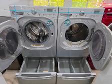 LG Steam 27' Grey Front-Load Stackable Washer Dryer W/ Pedestals - Photo 10