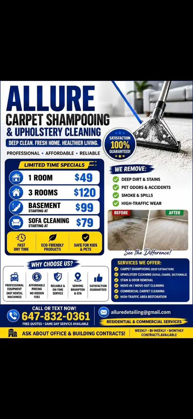 Carpet Shampooing & House Cleaning Services – Brampton & GTA