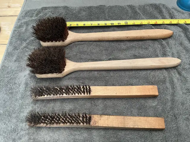 4 Wire Brushes Wood Handles !