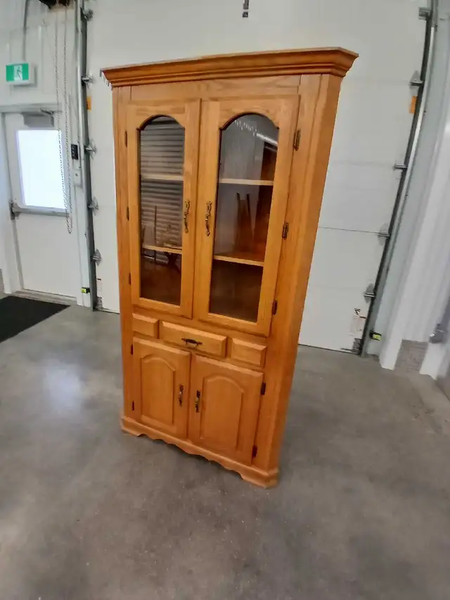 Oak Corner Curio Cabinet