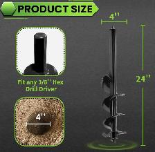 4' × 24' GARDEN AUGER DRILL BIT – PLANT BULBS, TREES & SHRUBS 35 - Photo 2