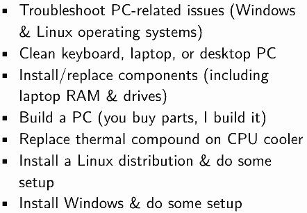 Personal computer repair & services for laptops & desktops