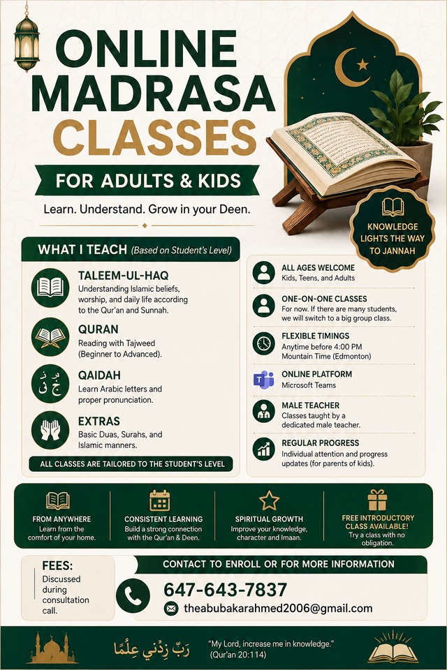 ONLINE MADRASA CLASSES FOR ALL AGES