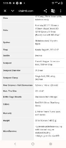 devinci kobain 2024 rockshox 29' kendra tires - Photo 3