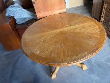 Free delivery used Round Oak Pedestal Table - Photo 3
