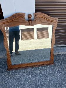 Free delivery used Oak Wood Mirror - Photo 3