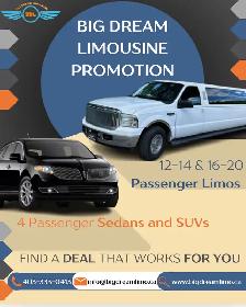 12-14 Passenger Limo- $525 for 3hrs-Big Dream Limousine