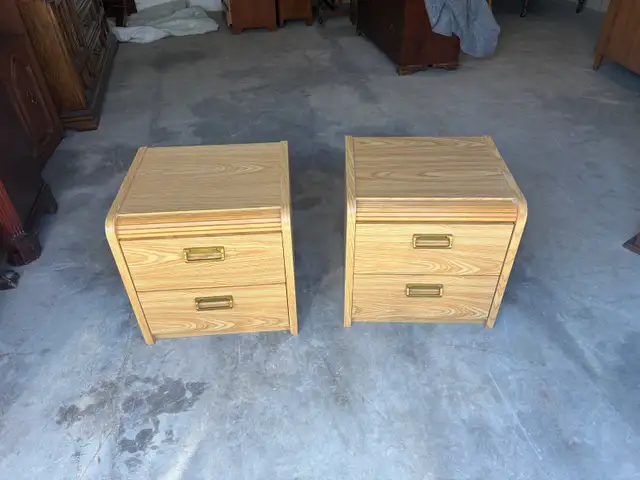 Free delivery used Pair of Oak-Look Nightstands with 2 Drawers