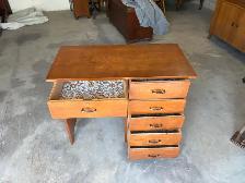 Free delivery antique Vintage Wooden Desk with Drawers - Photo 3