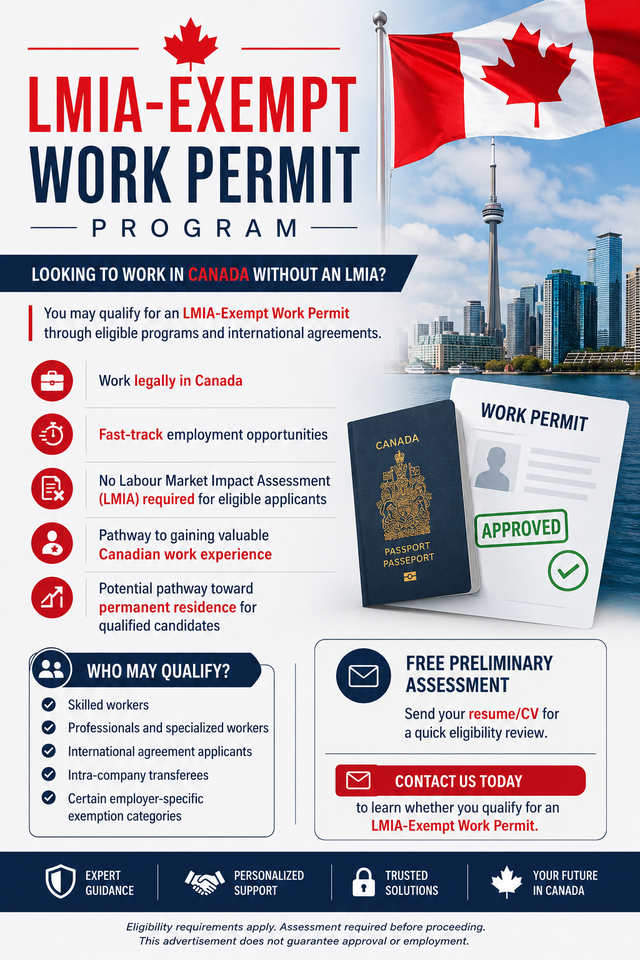 Work in Canada Without an LMIA?  LMIA-EXEMPT WORK 4169300180