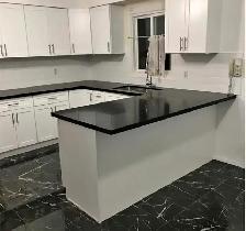 Black Quartz Countertop With Big Stylish Vein - Photo 5