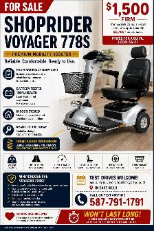 SHOPRIDER VOYAGER Mobility SCOOTER  - ONLY $1,500