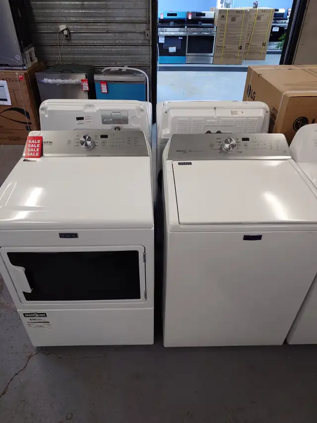 Maytag '27' White Top Load Commercial Washer / Dryer Set on Sale