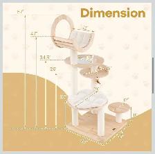 Modern Wooden Cat Tree Tower with Space Capsule - Photo 2
