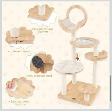 Modern Wooden Cat Tree Tower with Space Capsule - Photo 4