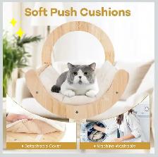 Modern Wooden Cat Tree Tower with Space Capsule - Photo 6