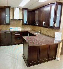 Taj Mahal Granite Countertop With Wooden Island