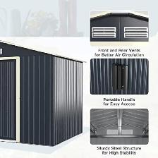 Relyard - 8x8 Metal Outdoor Garden Shed - Photo 8