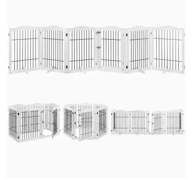 Extra-Wide 6-Panel Freestanding Pet Gate & Playpen